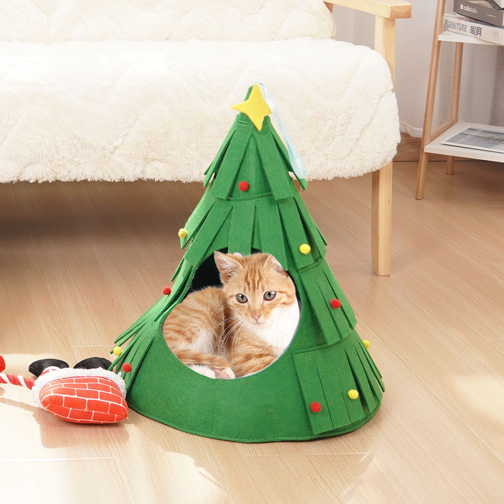 Manufacturer Wholesale Green Triangle Cat Bed Christmas Tree