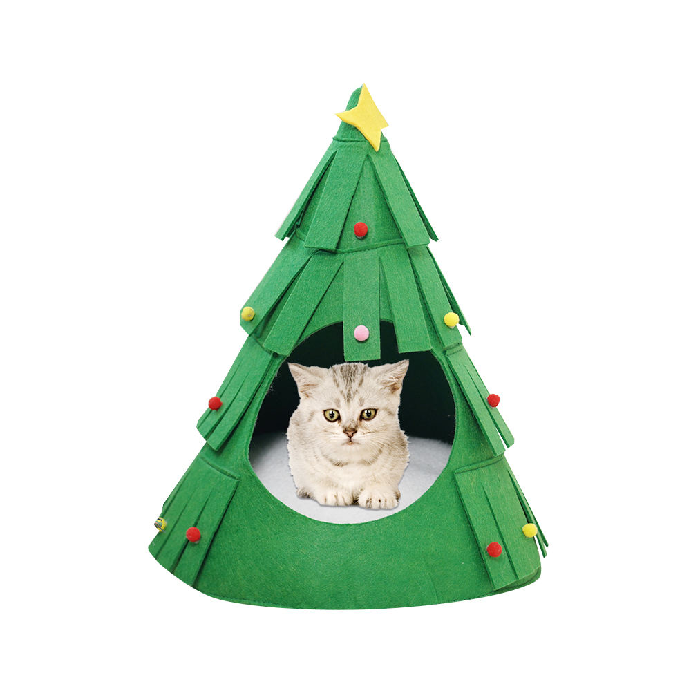 Manufacturer Wholesale Green Triangle Cat Bed Christmas Tree