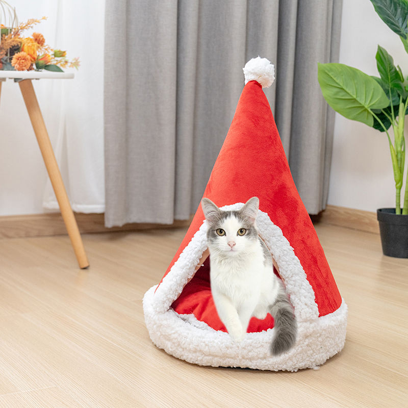 Wholesale Custom Christmas Festival Warm Comfortable Cat Bed