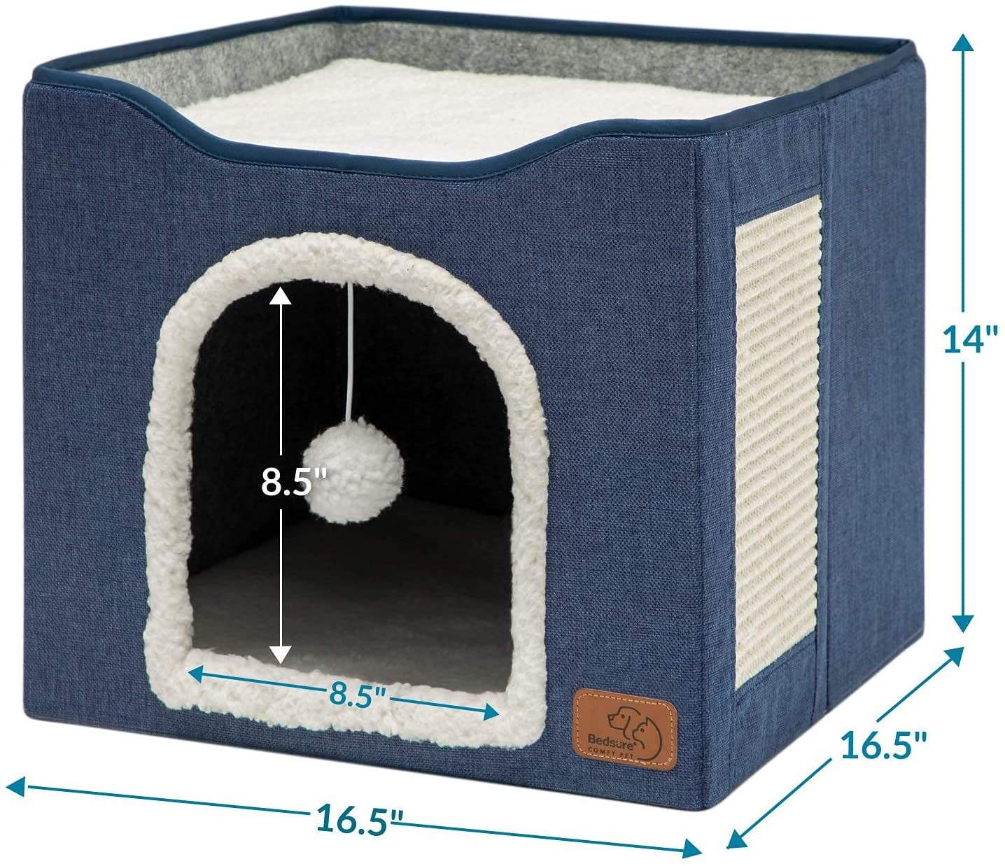 2 In 1 Cat Scratching Toys Foldable Cat House Warm Cat Bed