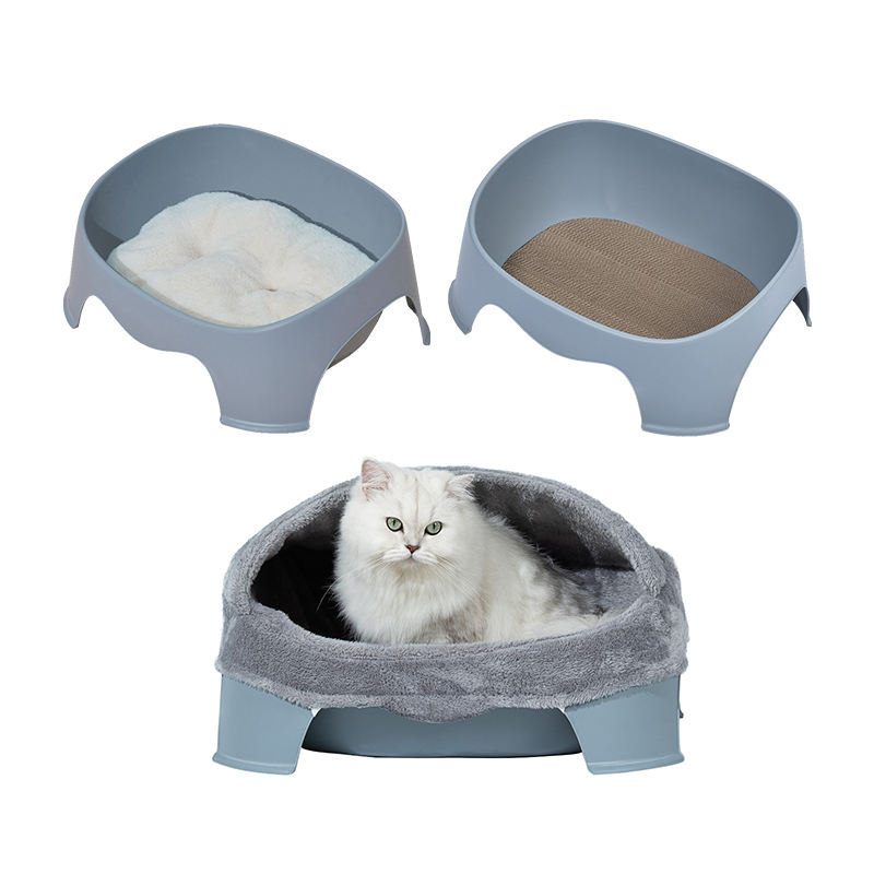 Multi-colored Durable Pp 2 In 1 Cat Bed With Warm Pad And Corrugated Paper