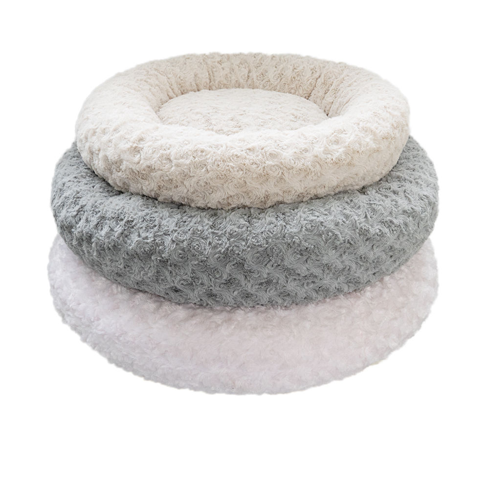 Luxury Warm Soft Comfortable Plush Pet Bed For Sleeping Calming Donut Dog Bed