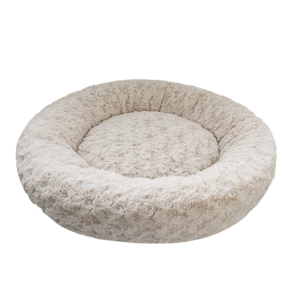 Luxury Warm Soft Comfortable Plush Pet Bed For Sleeping Calming Donut Dog Bed