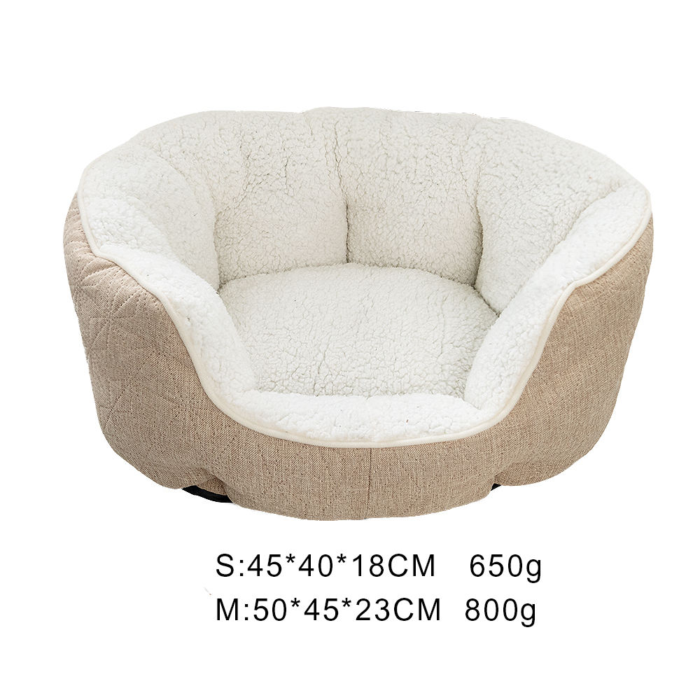 New Design Comfortable Soft Imitation Linen Plush Pet Dog Bed