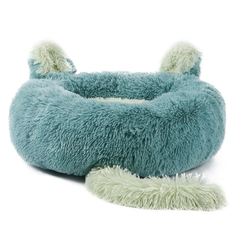 Luxury Warm Soft Plush Comfortable Pet Bed For Sleeping Calming Donut Dog Bed