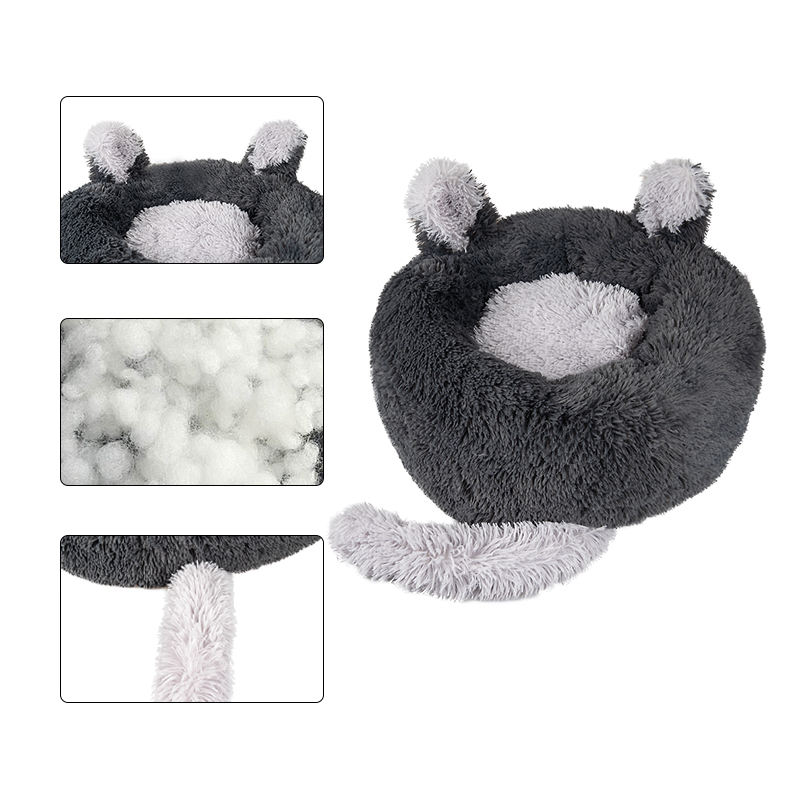 Luxury Warm Soft Plush Comfortable Pet Bed For Sleeping Calming Donut Dog Bed