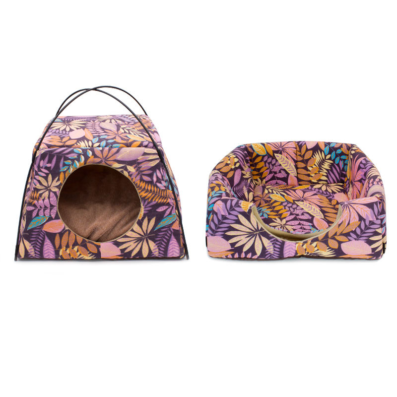 Cat House Leaves Pattern Creative Dual-use Cat Bed All Season Sleeping Bag For Cat Pet