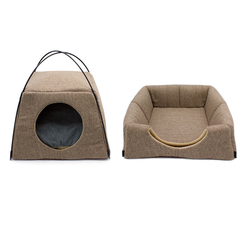 Cat House Leaves Pattern Creative Dual-use Cat Bed All Season Sleeping Bag For Cat Pet