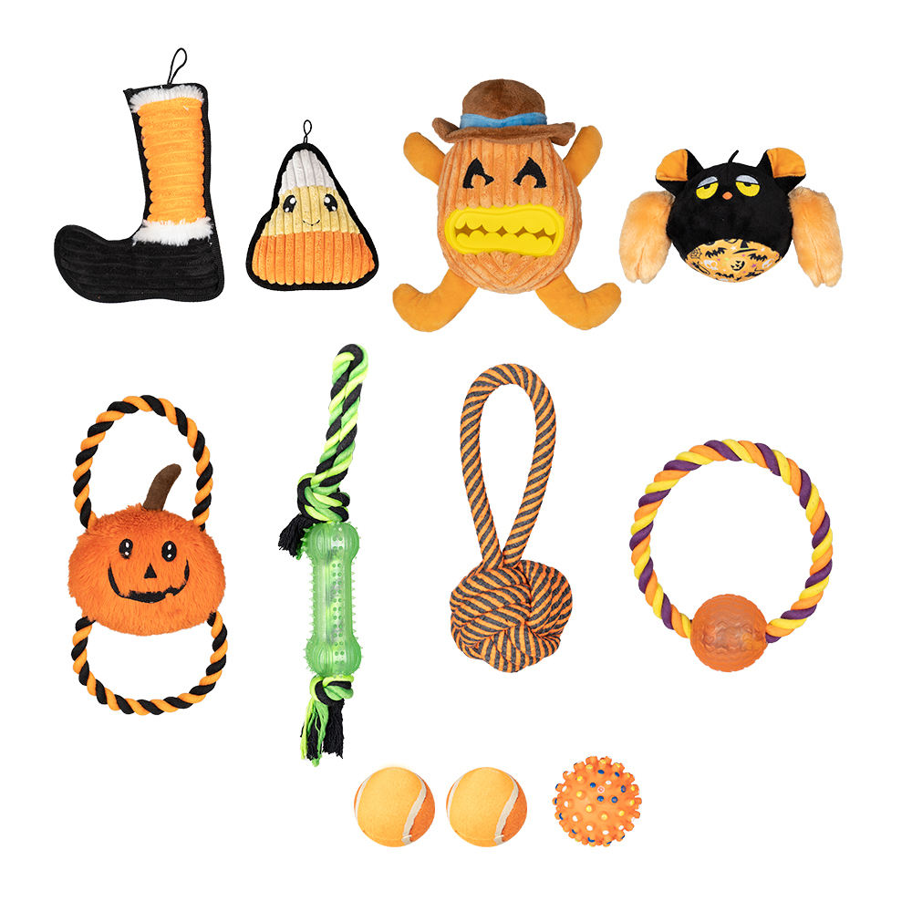 Customized Halloween Festival Dog Plush And Rope Pet Toys Set