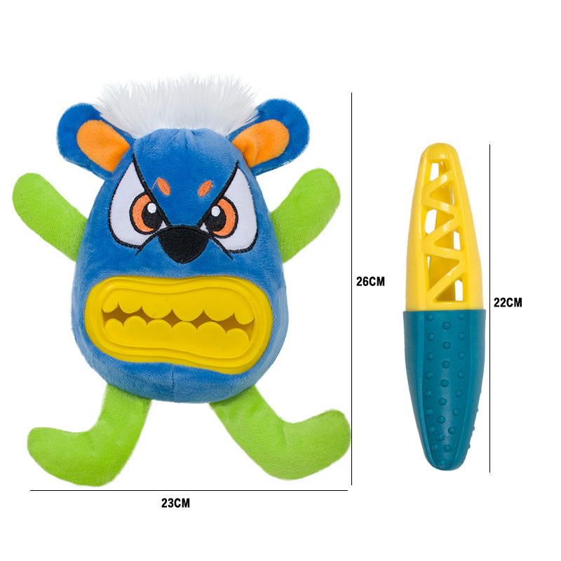 Customized New Design Plush Tpr Leaking Food Pet Toys Set