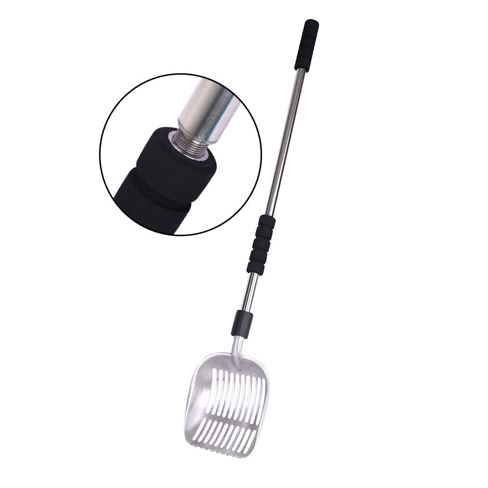 Foam Padded Grip Deep Shovel Long Handle Metal Cat Litter Scoop