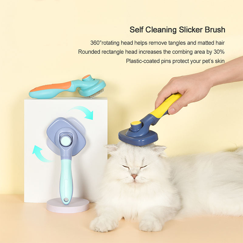 Rotatable Self-cleaning Pet Grooming Dog Brush Abs Pet Hair Remover Comb