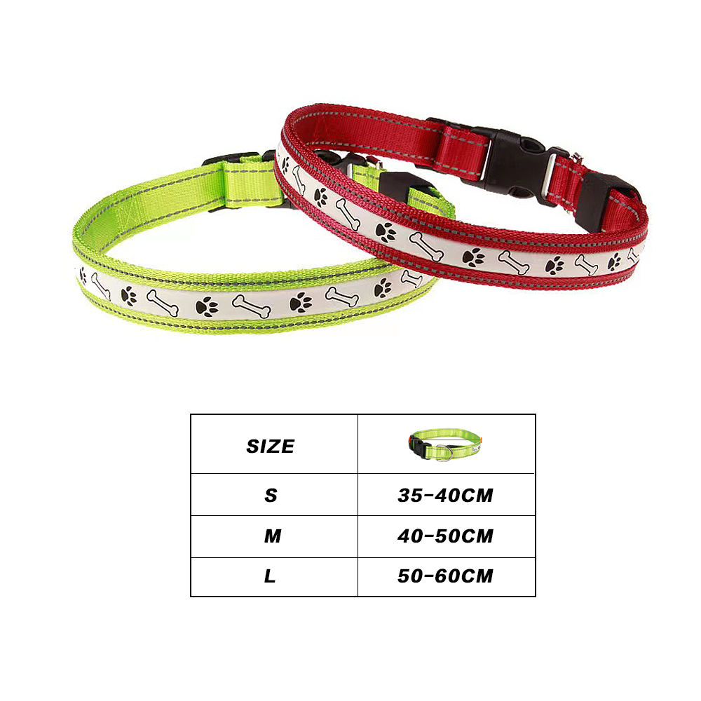 Pattern Printing Usb Rechargeable Led Dog Collar And Leashes Set