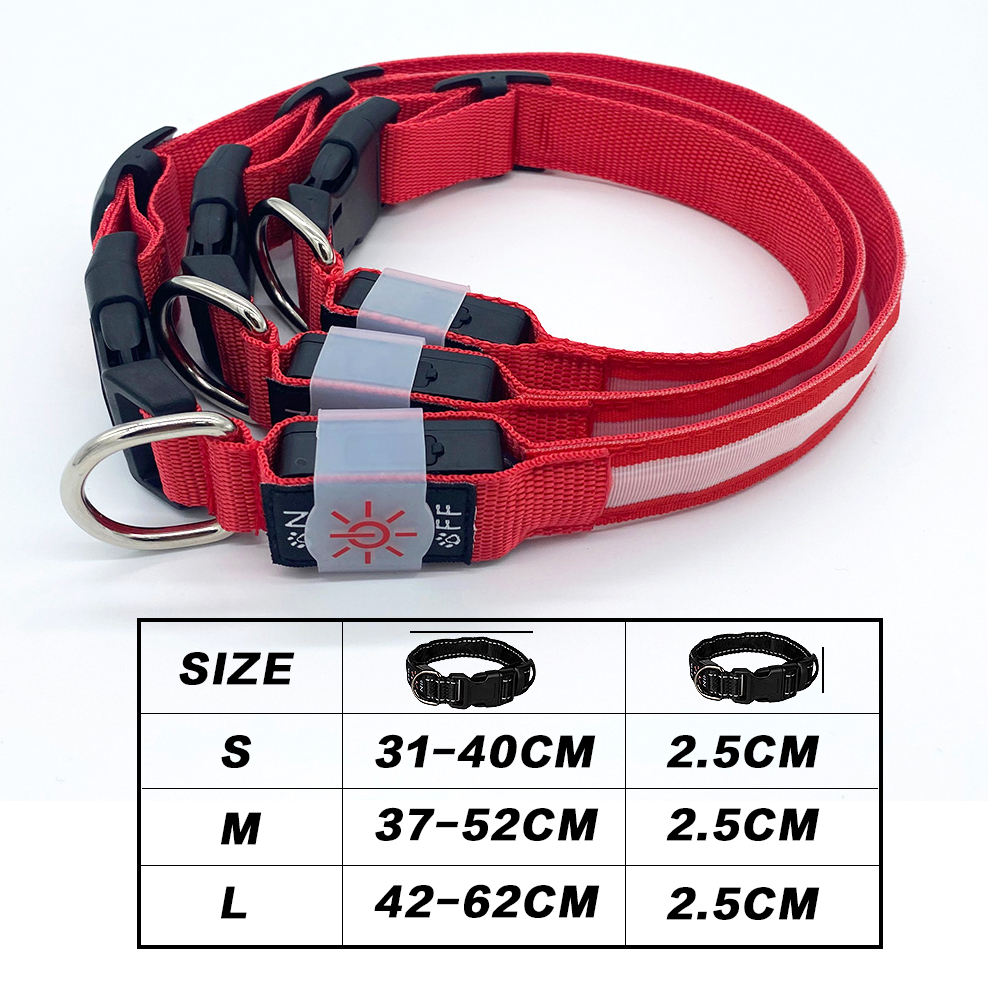 Adjustable Ipx7 Waterproof Usb Rechargeable Light Led Dog Collar