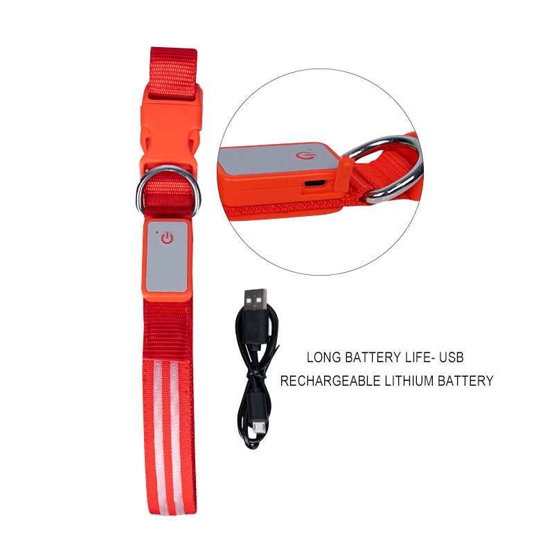 Manufacturer New Design Adjustable Waterpoof Usb Rechargeable Light Led Dog Collar