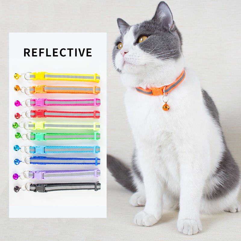 Wholesale Custom Reflective Printing Multiple Colors Cat Collar With Bell