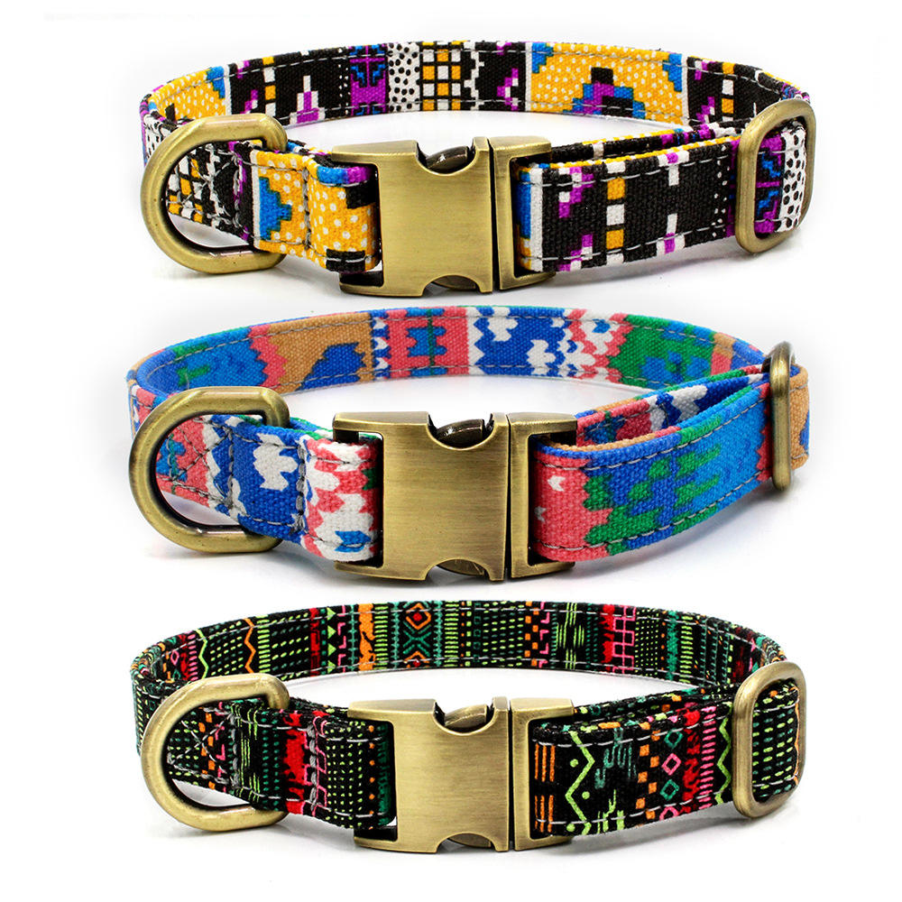 Bohemian Style Multiple Colors Dog Collar Quick Release Adjustable Pet Collar For Dog