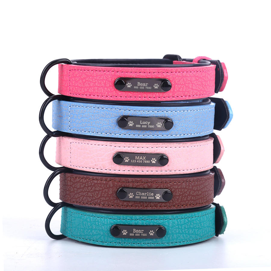 Wholesale Adjustable Pu Dog Collar Custom Logo And Id Pet Collar