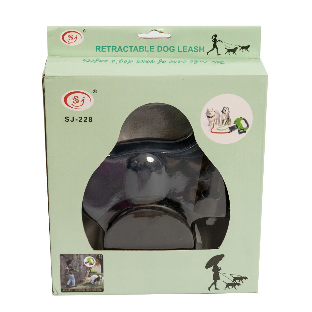 3 In 1 Led Lighting And Poop Bag Dispenser Double Dogs Retractable Leash