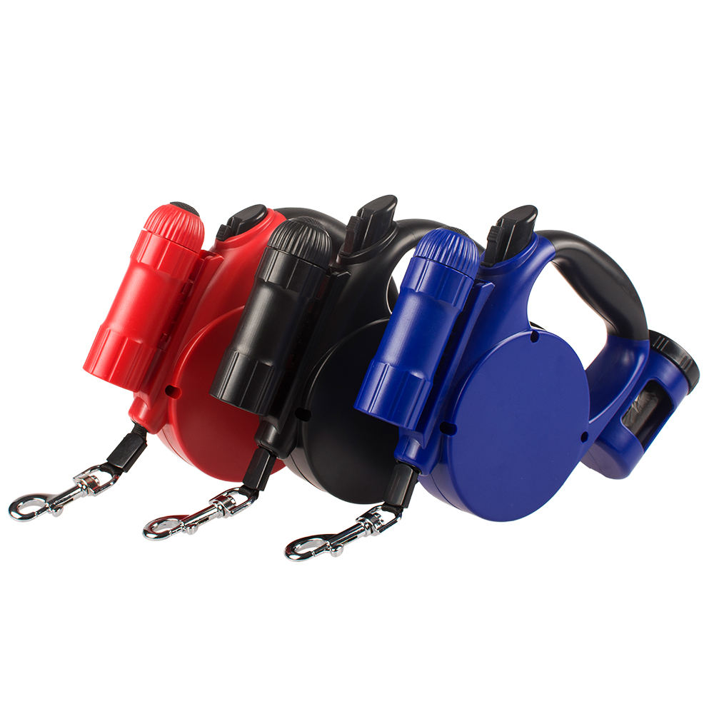 Wholesale Manufactory Custom Hands Free Retractable Auto Led Light Pet Dog Leash With Poop Bag