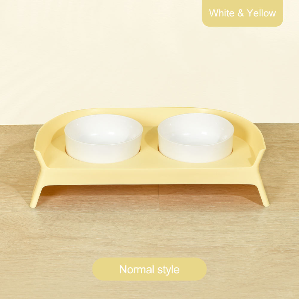 New Design Slanted Ceramic Pet Double Bowls For Dogs And Cats