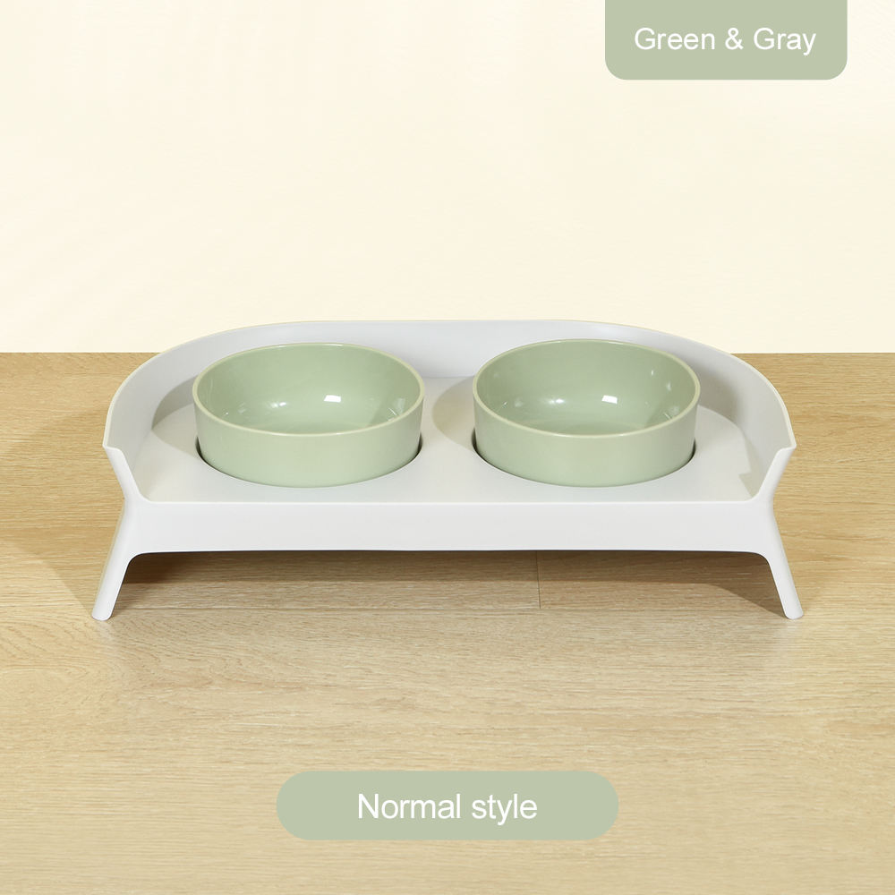 New Design Slanted Ceramic Pet Double Bowls For Dogs And Cats