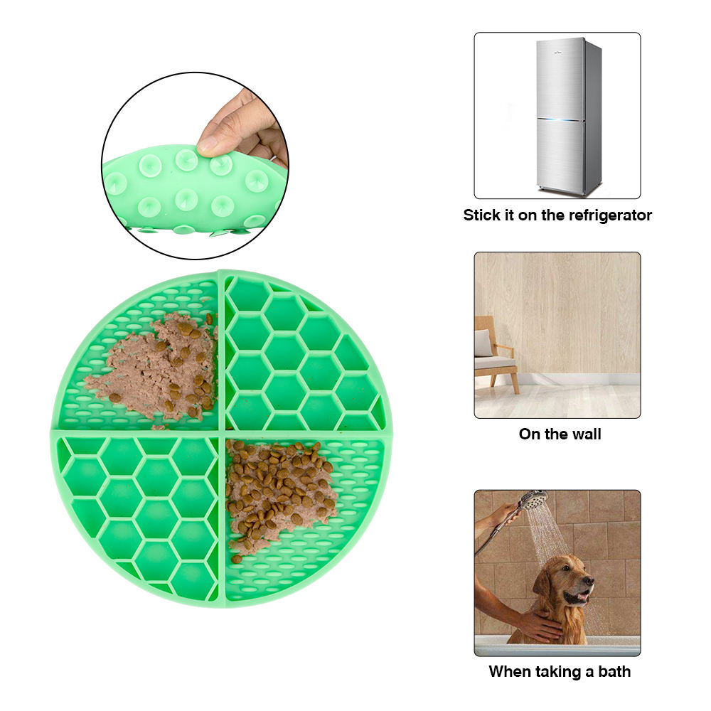 New Design 2 In 1 Pet Slow Feeder Food Grade Silicone Dog Lick Mat Bowl