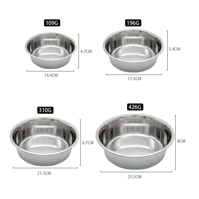 Wholesale Custom Stainless Steel Non-slip Silicone Bottom Metal Dog Bowl