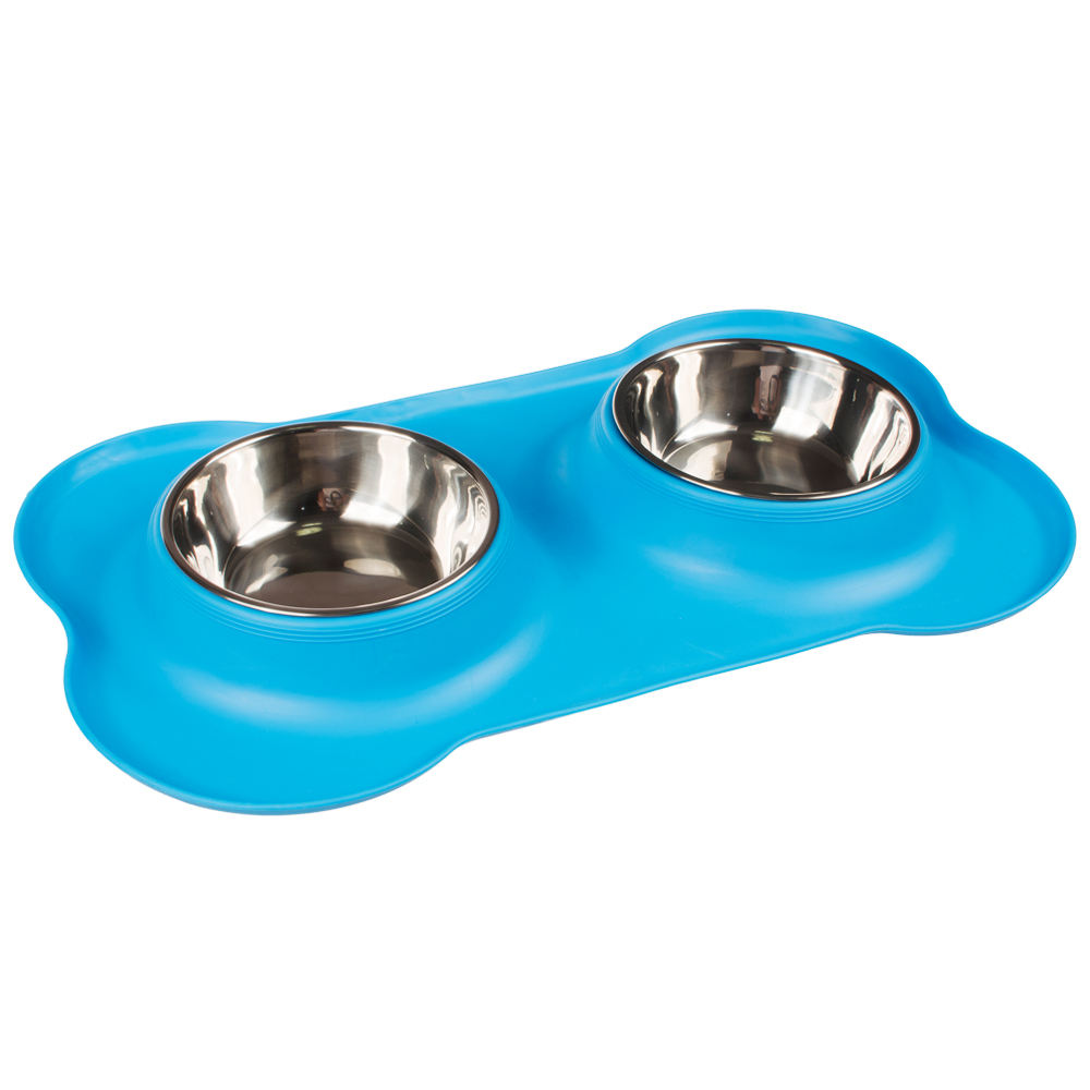 Wholesale Inner Stainless Steel Dog Bowl Feeder Non-slip Silicone Pet Dog Bowls Mat