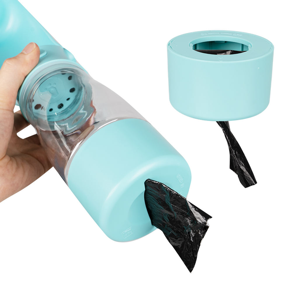 New Design 2 In 1 With Filter And Poop Bag Dispenser Foldable Pet Dog Water Bottle