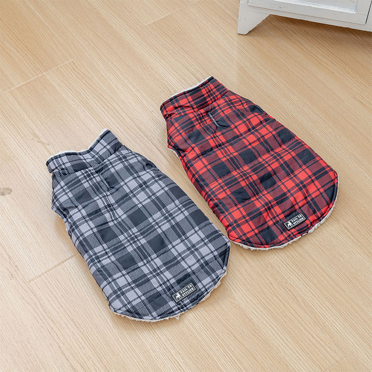 Manufacturer Wholesale Custom Logo Corduroy Plaid Dog Coat Winter