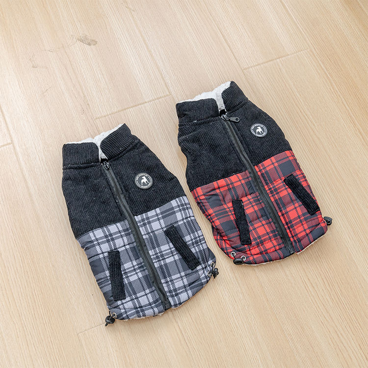 Manufacturer Wholesale Custom Logo Corduroy Plaid Dog Coat Winter