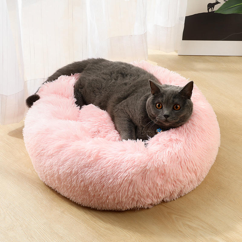 Autumn Winter Comfortable Plush Cat Beds Soft Dog Washable Donut Cuddler Multiple Sizes Sleeping Bed