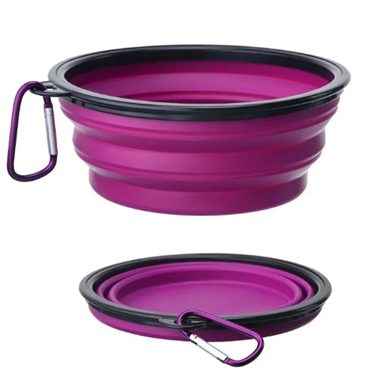 Custom Outdoor Pet Accessories Dog Food Water Travel Feeder Bowl Portable Foldable Silicone For Dogs Silicone Stretch Lids