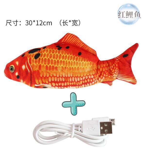 Popular Electric Usb Rechargeable Simulation Interactive Realistic Fish Swing Tail Plush Funny Fish Cat Pet Toy