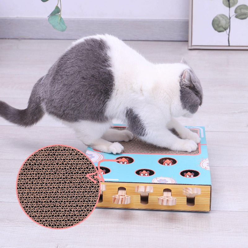 Factory Supply Eco-friendly Multi Function Scratching Board Grinding Claw Interactive Cat Whack-a-mole Toy Cat Scratcher Toy