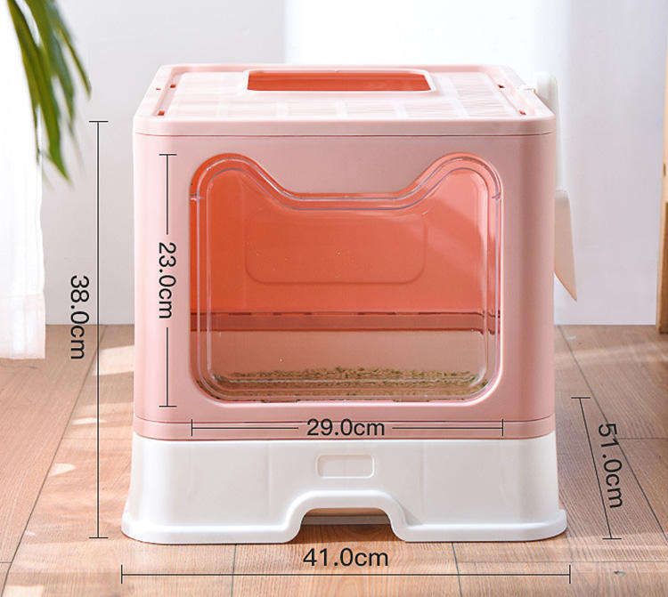 Factory Cheap Foldable Plastic Closed Cat Litter Box Grid Cat Sand Box Cat Splash-proof Toilet Box