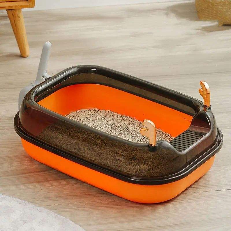 Factory Cheap Foldable Plastic Closed Cat Litter Box Grid Cat Sand Box Cat Splash-proof Toilet Box