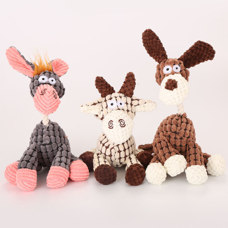 Wholesale Pet Products Donkey Dog Toys Shape Plush Dog Toy With Rope