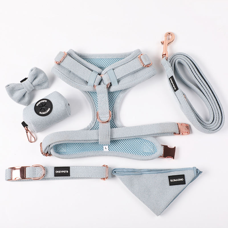 Wholesale Dog Harness Manufactures Tweed Designer Custom Logo No Pull Luxury Blank Dog Leash And Harness Set