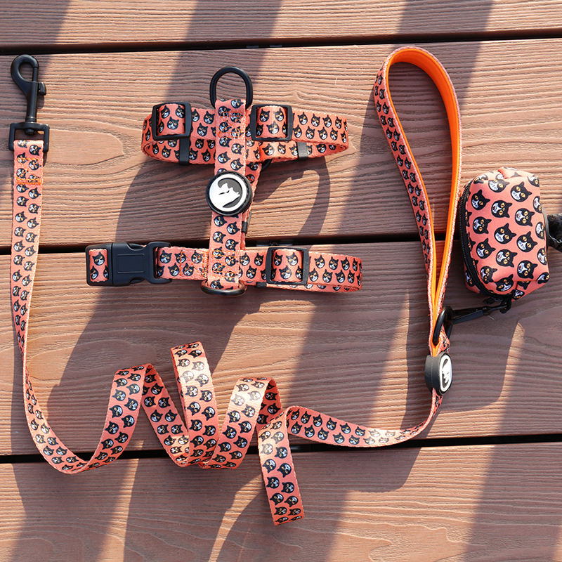 Custom Soft Safe Adjustable Plastic Neck Buckle Polyester Strap Webbing Heated Logo Harness Dog H Shape