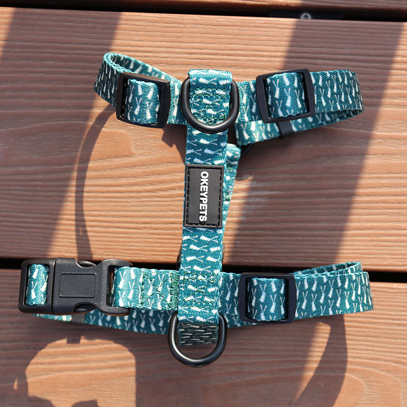 Custom Soft Safe Adjustable Plastic Neck Buckle Polyester Strap Webbing Heated Logo Harness Dog H Shape