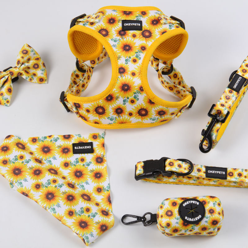 Personalised Neoprene Fabric Adjustable Luxury One Step In Quick Release Dog Harness Full Set