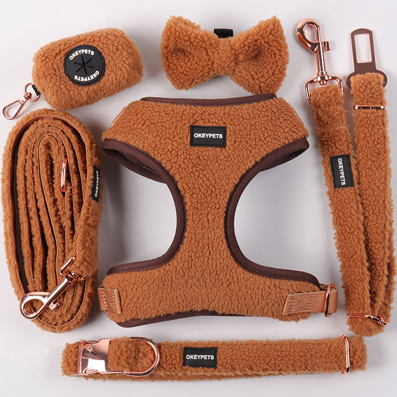 Pets Accessories Corduroy Solid Color Walk Medium Sized Dog Harness No Pull Quick Release Long Leash