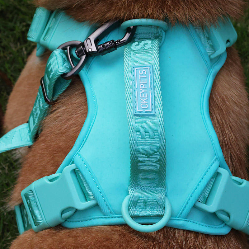 Custom Adjustable Logo Four Quick Release Buckles Dog Working Harness For Big Large Dogs With Heavy Duty Clip Leash