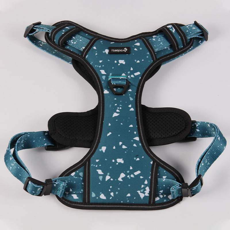 Adjustable Upgraded Large Dog Harness Breathable Mesh Strong Green Sublimation Reflective Pet Dog Harness Vest