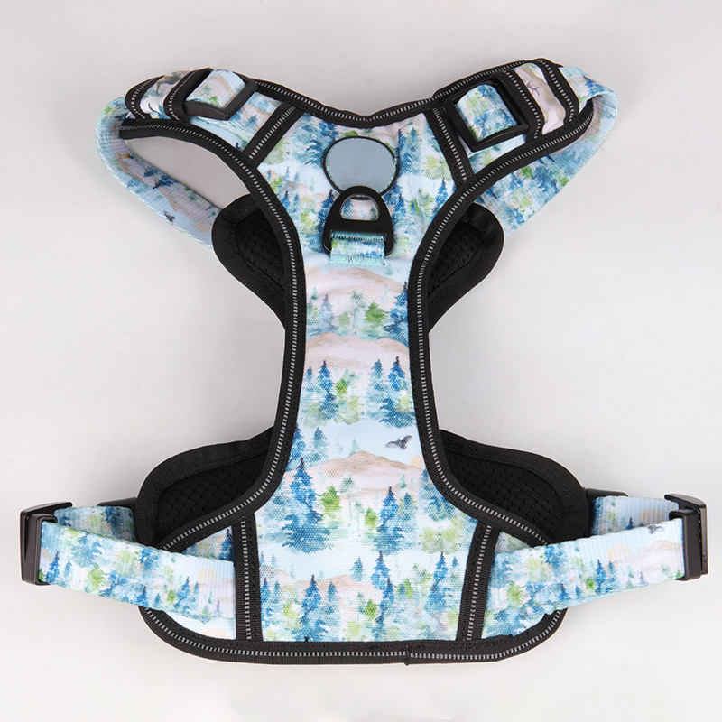 Adjustable Upgraded Large Dog Harness Breathable Mesh Strong Green Sublimation Reflective Pet Dog Harness Vest