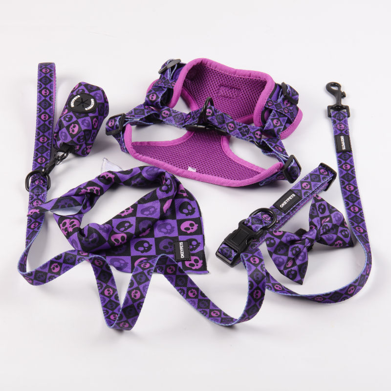 Customized Pattern Sunflower Harness Set Neoprene Adjustable Step In Small Dog Walking Harness Set