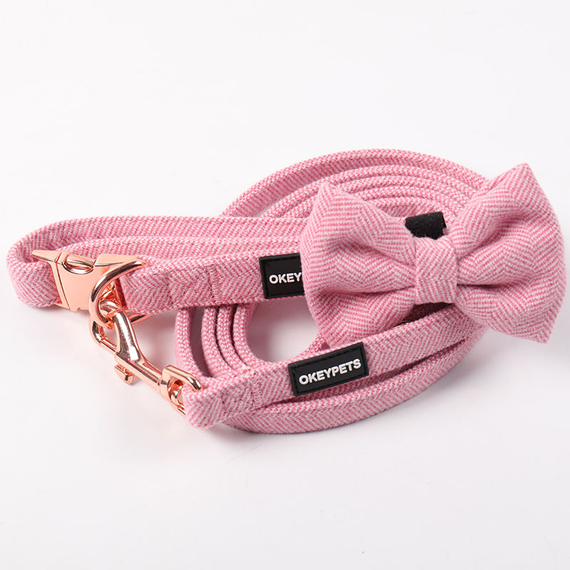 Plain Eco-friendly Cotton Dog Collar Leash And Har