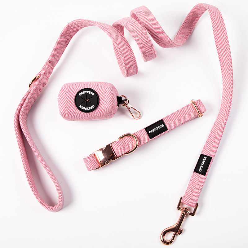 Plain Eco-friendly Cotton Dog Collar Leash And Har